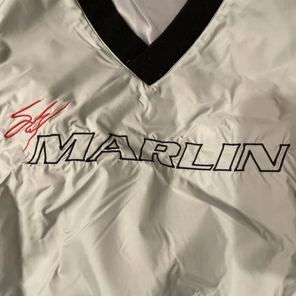 Winners Circle Sterling Marlin 40‎ NASCAR V-Neck Windbreaker Jacket Sz Lg Silver